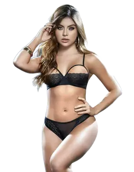 סט הלבשה תחתונה 2 חלקים 8544, צבע: שחור,  מידה: M-L