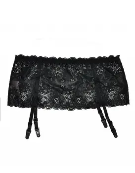 חגורת ביריות עם פס תחרה רחב | BABETTE 945 |, צבע: שחור,  מידה: L