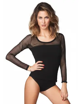 חולצה חצי שקופה עם שרוול ארוך שקוף DB738