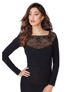 חולצה כותנה עם שרוול ארוך 4285, צבע: שחור,  מידה: S