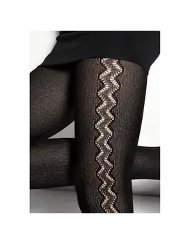 גרביונים חמים ומעוצבים מכותנה 120 דנייר | SOPHIA H06, צבע: שחור,  מידה: S-M