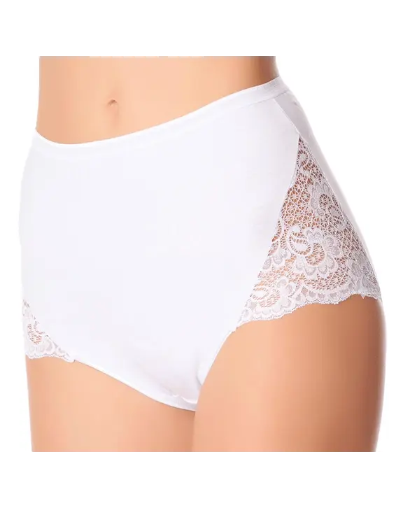 תחתוני כותנה גזרה גבוהה דגם 07, צבע: לבן,  מידה: L-4