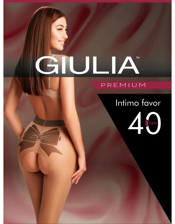 גרביונים מעוצבים עם מפשעון פתוח 40 דנייר INTIMO FAVOR 40, צבע: שחור,  מידה: S
