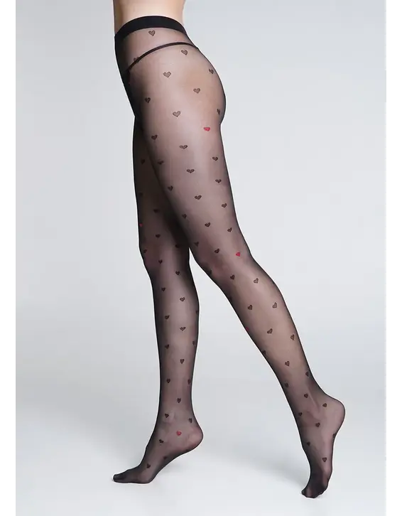 גרביונים מעוצבים עם מפשעון פתוח 20 דנייר INTIMO FASHION 20 N1, צבע: שחור,  מידה: S