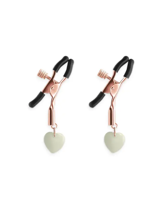 מהדקי פטמות בצורת לב | זוהרים בחושך | Nipple Clamps G3