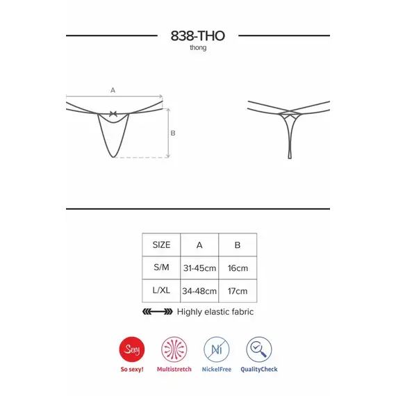 תחתון חוטיני סקסי דגם THO-838 OBSESSIVE, אדום, L-XL, צבע: אדום,  מידה: L-XL, 6 image