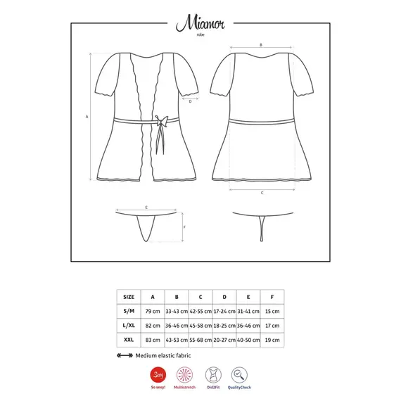 חלוק סקסי כולל חוטיני דגם MIAMOR OBSESSIVE, שחור, 2XL, צבע: שחור,  מידה: 2XL, 7 image