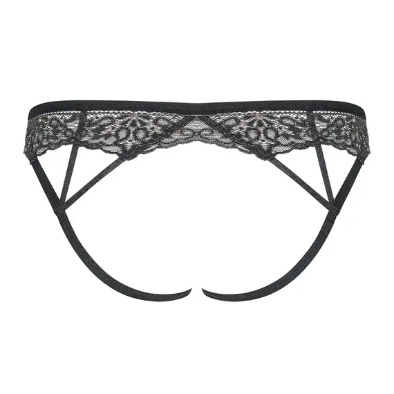 תחתון סקסי חוטיני ללא מפשעון MESHLOVE OBSESSIVE, שחור, L-XL, צבע: שחור,  מידה: L-XL, 3 image