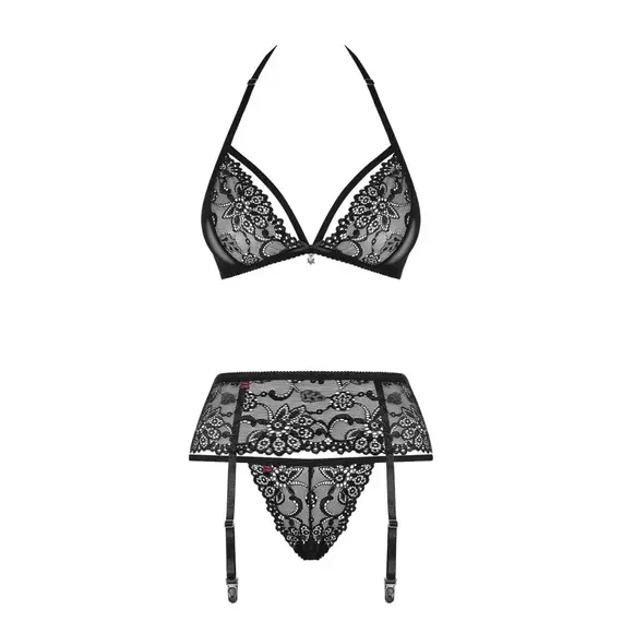 סט סקסי שלוש חלקים SEG-838-1 OBSESSIVE, שחור, L-XL, צבע: שחור,  מידה: L-XL, 3 image