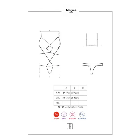 בגד גוף סקסי MEGIES OBSESSIVE, שחור, L-XL, צבע: שחור,  מידה: L-XL, 5 image