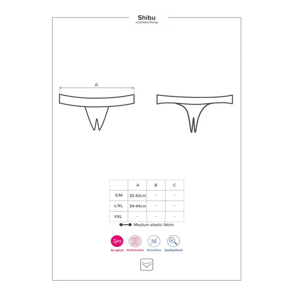 תחתון סקסי חוטיני עם מפשעון פתוח SHIBU OBSESSIVE, שחור, L-XL, צבע: שחור,  מידה: L-XL, 5 image