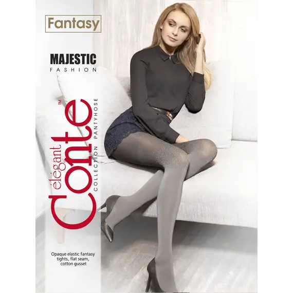 גרביונים מפוארים MAJESTIC CONTE, אפור, S-2, צבע: אפור,  מידה: S-2