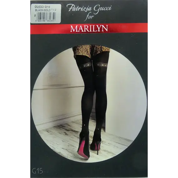 גרביונים מעוצבים איכותיים בעובי 60 דנייר GUCCI G15 MARILYN, שחור, XS-S, צבע: שחור,  מידה: XS-S