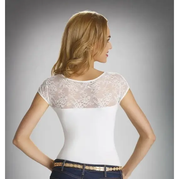 חולצת כותנה בתוספת תחרה דגם PAULINA ELDAR, לבן, XL-5, צבע: לבן,  מידה: XL-5, 2 image