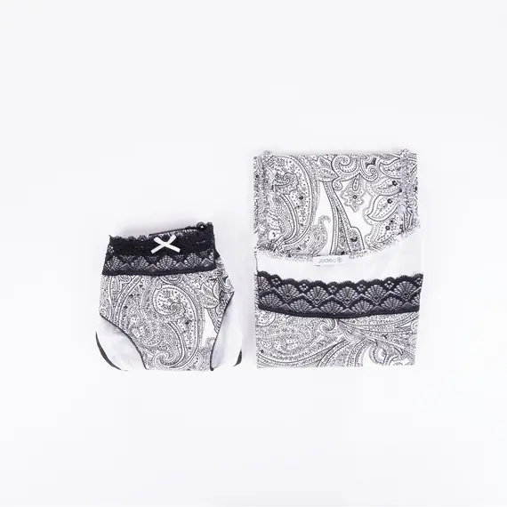 סט טופ פרחוני ותחתון 4223 JADEA , L, שחור, צבע: שחור,  מידה: L, 2 image