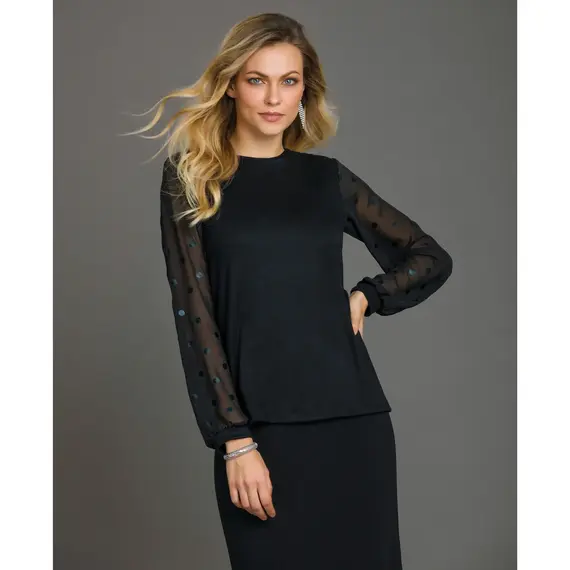 חולצת ויסקוזה עם שרוולי טול פויס 4274 JADEA , S, שחור, צבע: שחור,  מידה: S, 3 image