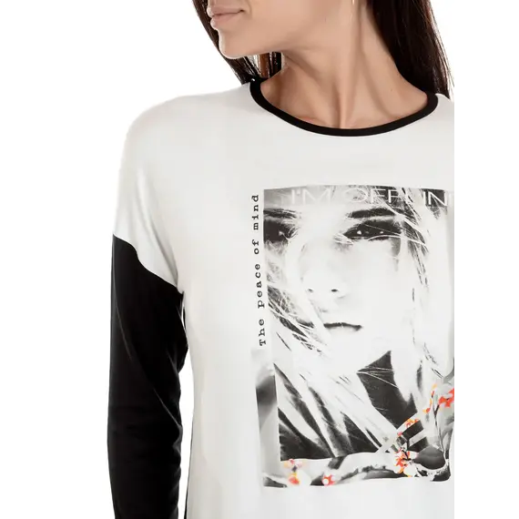 חולצה עם שרול ארוך עם ציור 4879 JADEA , L-XL, לבן, צבע: לבן,  מידה: L-XL, 2 image