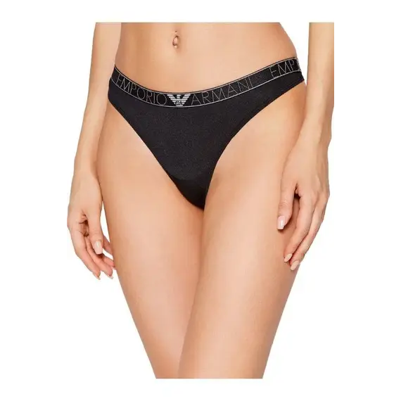 מארז 2 תחתוני ברזילאי ללא תפר דגם 163337 Emporio Armani , שחור, L-4, צבע: שחור,  מידה: L-4, 2 image