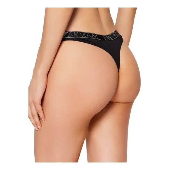 מארז 2 תחתוני חוטיני עם לוגו דגם 163333 Emporio Armani , שחור, S-2, צבע: שחור,  מידה: S-2, 2 image