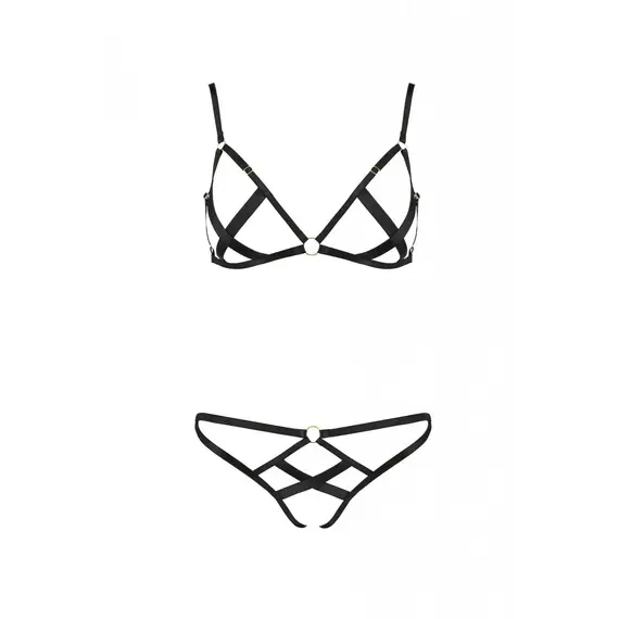 סט סקסי 2 חלקים NICKY PASSION, שחור, S-M, צבע: שחור,  מידה: S-M, 3 image
