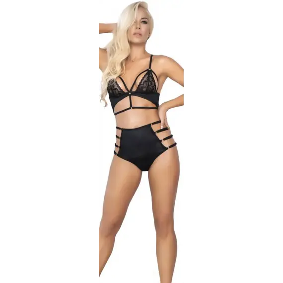 סט חזייה ותחתון גזרה גבוהה 8586 MAPALE, שחור, S-M, צבע: שחור,  מידה: S-M, 4 image