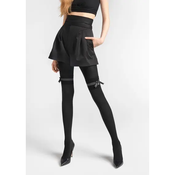 גרביון כותנה עבה ומעוצב 120 דנייר ZAZU L03 MARILYN, BLACK-GREY, XS-S, צבע: BLACK-GREY,  מידה: XS-S