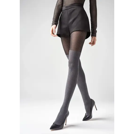 גרביונים מדוגמים עם גרבי חיקוי ZAZU N04 דנייר 40 MARILYN, שחור, XS-S, צבע: שחור,  מידה: XS-S, 2 image