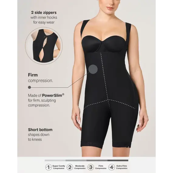 מחטב גוף לאחר ניתוח | כירורגיה פלסטית | מותן עד הברך | 018480N LEONISA, שחור, XL-5, צבע: גוף,  מידה: XL-5, 6 image