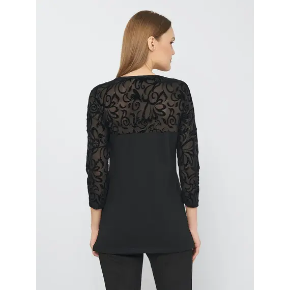 חולצה כותנה עם שרוול 3/4 4308 JADEA , S, שחור, צבע: שחור,  מידה: S, 3 image