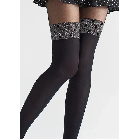 גרביונים דמוי ירכונים עם נקודות ZAZU DOTS W02 MARILYN, שחור, XS-S, צבע: שחור,  מידה: XS-S