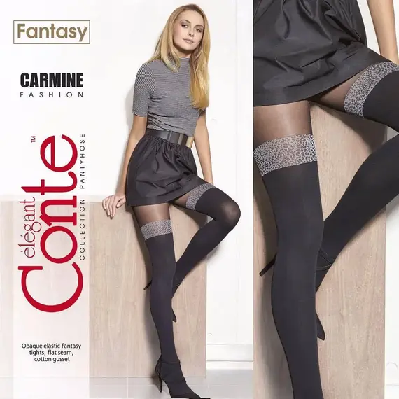 גרביונים דמוי ירכונים 50 דנייר CARMINE CONTE, שחור, S-2, צבע: שחור,  מידה: S-2