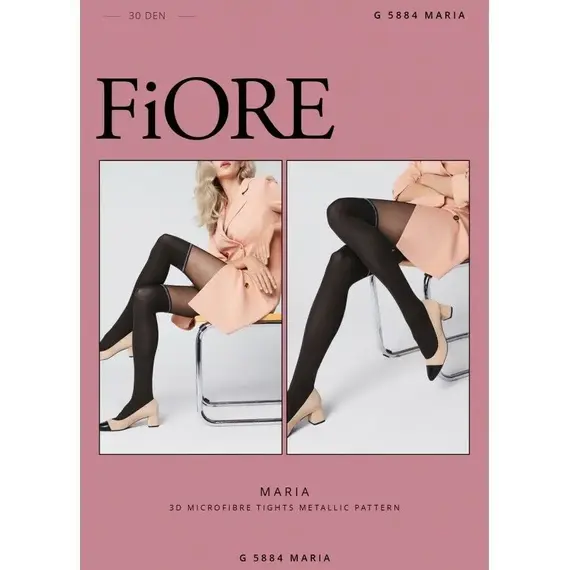 גרביונים מדוגמים MARIA 5884 FIORE, שחור, 2, צבע: שחור,  מידה: 2