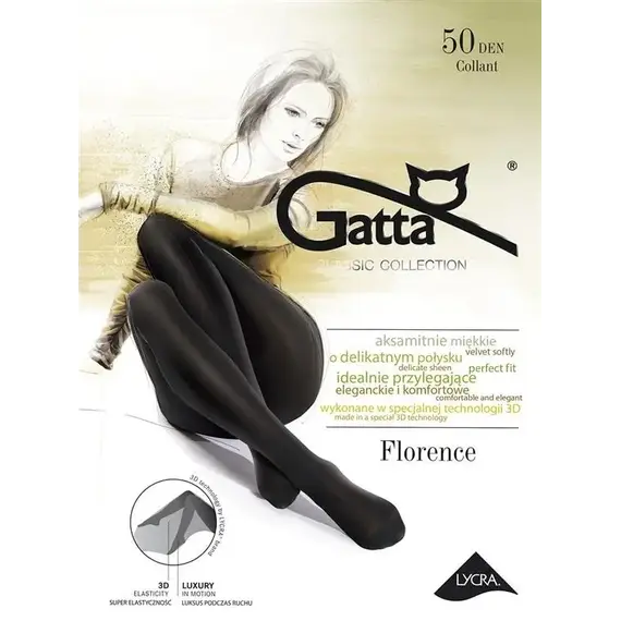 גרביון שחור חצי אטום עם ברק סאטן - 50 דיינר FLORENCE GATTA