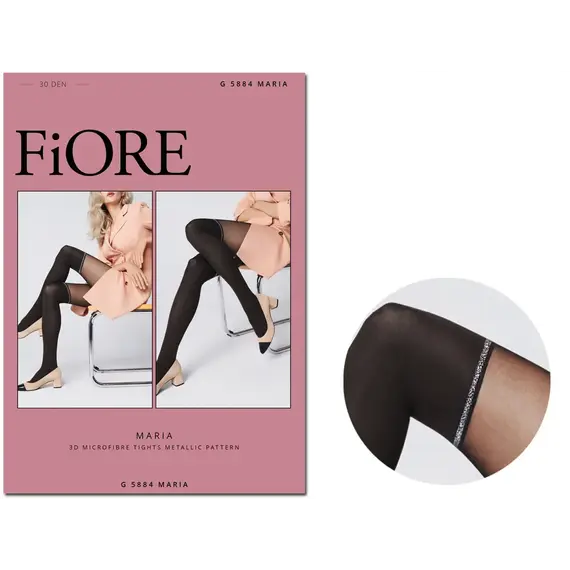 גרביונים מדוגמים MARIA 5884 FIORE, שחור, 2, צבע: שחור,  מידה: 2, 2 image