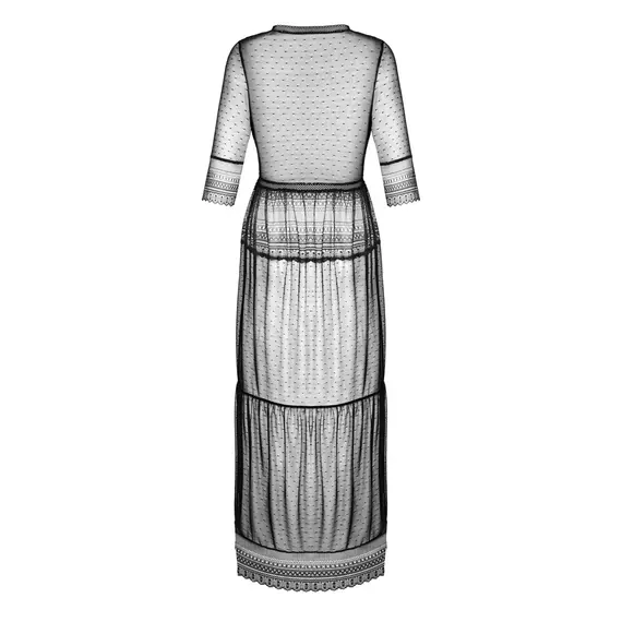 חלוק נשים | סקסי | ארוך | ESTIQUA OBSESSIVE, שחור, XL-2XL, צבע: שחור,  מידה: XL-2XL