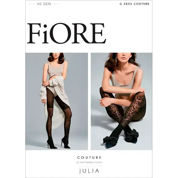 גרביונים פנטזיה 40 דנייר 5855 COUTURE​ FIORE, שחור, S-2, צבע: שחור,  מידה: S-2, 2 image