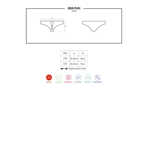 תחתונים ברזילאיים סקסים 868-PAN-1 OBSESSIVE, שחור, L-XL, צבע: שחור,  מידה: L-XL, 2 image