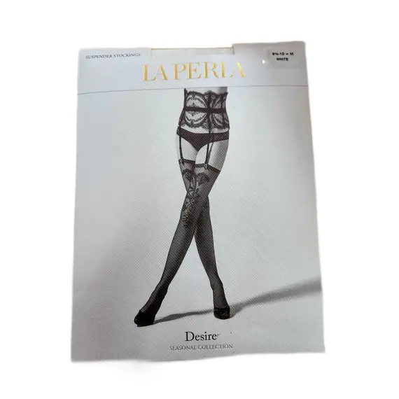 ירכונים אקסקלוסיבים עם פס אחורי לחגורת ביריות DESIRE LA PERLA, לבן, M, צבע: לבן,  מידה: M, 2 image
