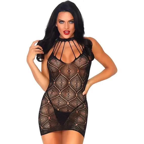 בייבי דול וחוטיני תואם 86801 LEG AVENUE, שחור, S-L (ONE SIZE)