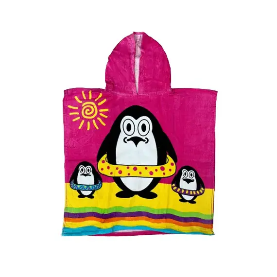 מגבת פונצ'ו עם כובע 100% כותנה LE COMPTOIR DE LA PLAGE, ONE SIZE,, צבע אביזרים: Baby Swim,  מידה: ONE SIZE