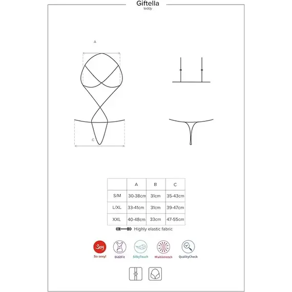 בגד גוף GIFTELLA OBSESSIVE, אדום, L-XL, צבע: אדום,  מידה: L-XL, 4 image