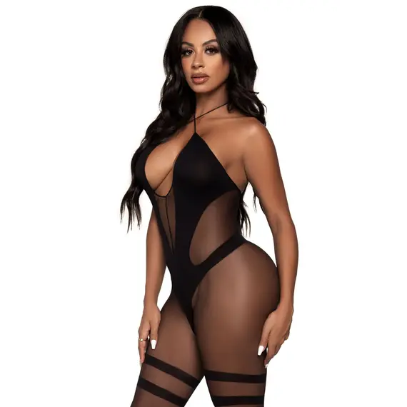 גרביון גוף סקסי עם מפשעון חשוף 89299 LEG AVENUE, שחור, S-L (ONE SIZE), 3 image