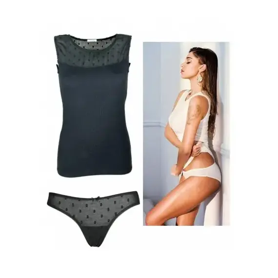 סט גופיה ותחתון תואם ​4647 JADEA , L, שחור, צבע: שחור,  מידה: L