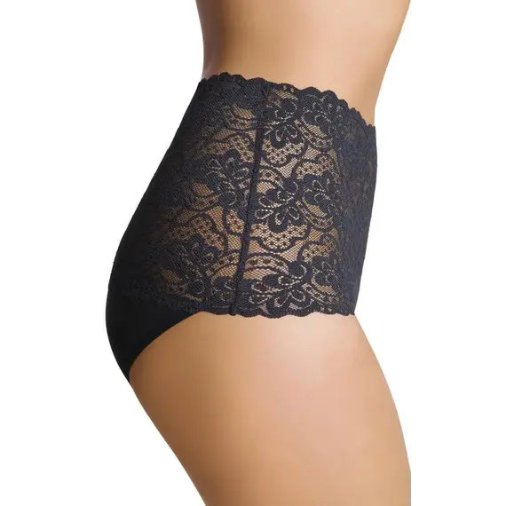 תחתון מקסי כותנה עם תחרה ENRICA EMILI, שחור, M, צבע: שחור,  מידה: M, 2 image