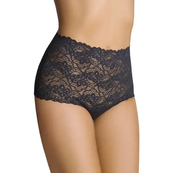 תחתון מקסי כותנה עם תחרה ENRICA EMILI, שחור, M, צבע: שחור,  מידה: M