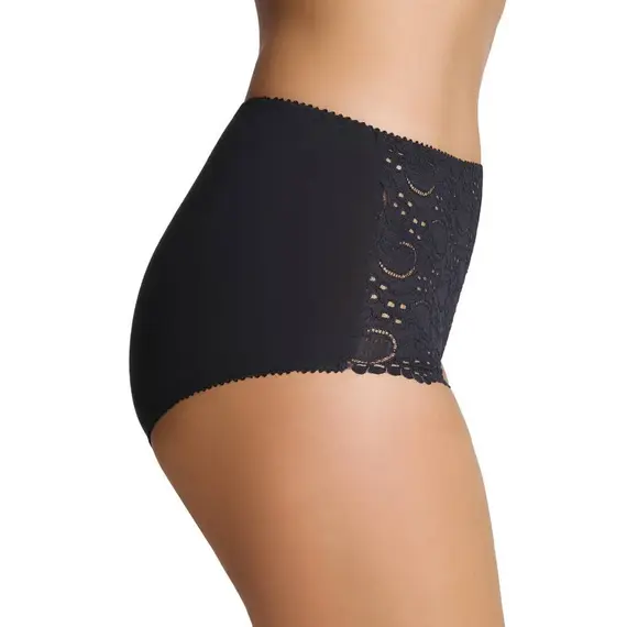 תחתון מקסי כותנה עם תחרה ULLA EMILI, שחור, M, צבע: שחור,  מידה: M, 3 image