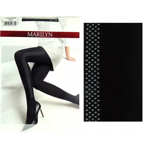 גרביונים מדוגמים 60 דנייר ALLURE N09 MARILYN, שחור, S-M, צבע: שחור,  מידה: S-M