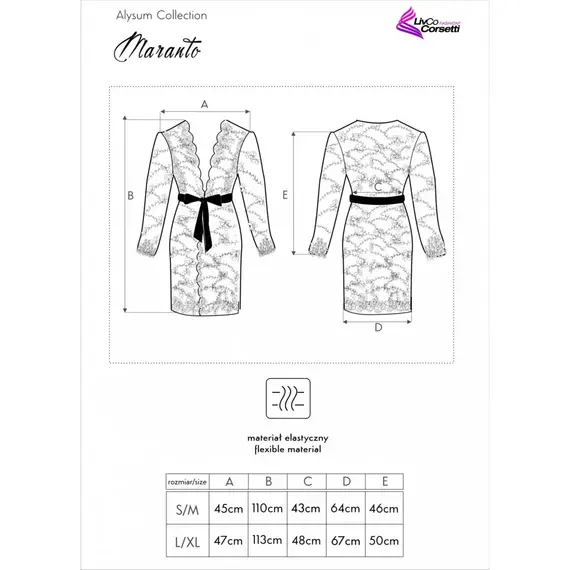 חלוק תחרה ארוך סקסי MOSTINA LIVIA CORSETTI, שחור, S-M, צבע: שחור,  מידה: S-M, 4 image