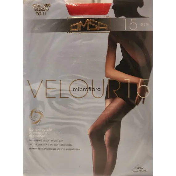 גרביון קלאסי דק 15 דנייר VELOUR OMSA, אדום, S-2, צבע: אדום,  מידה: S-2