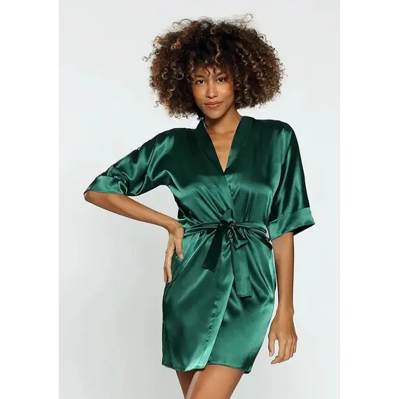 חלוק סאטן Dkaren Podomka 90 DKAREN, ירוק, L, צבע: ירוק,  מידה: L